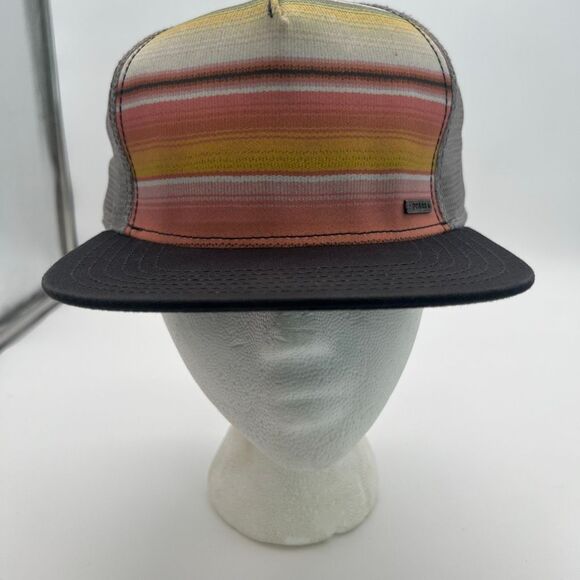 PRANA Hat Men’s One Size Multicolor Striped Flat Brim Vista Trucker - Picture 2 of 9